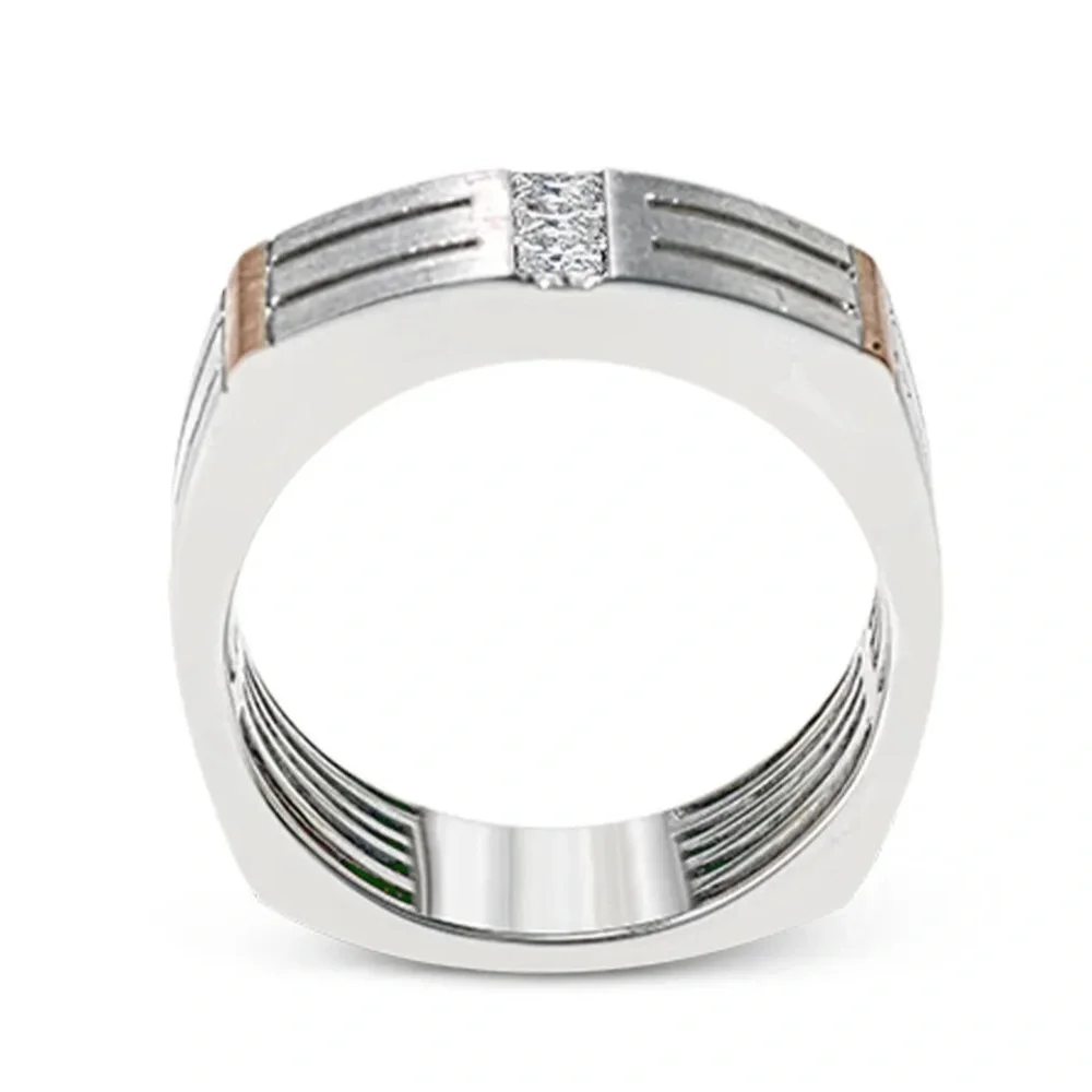 New Men’s Two-Tone Silver/Gold CZ Band
